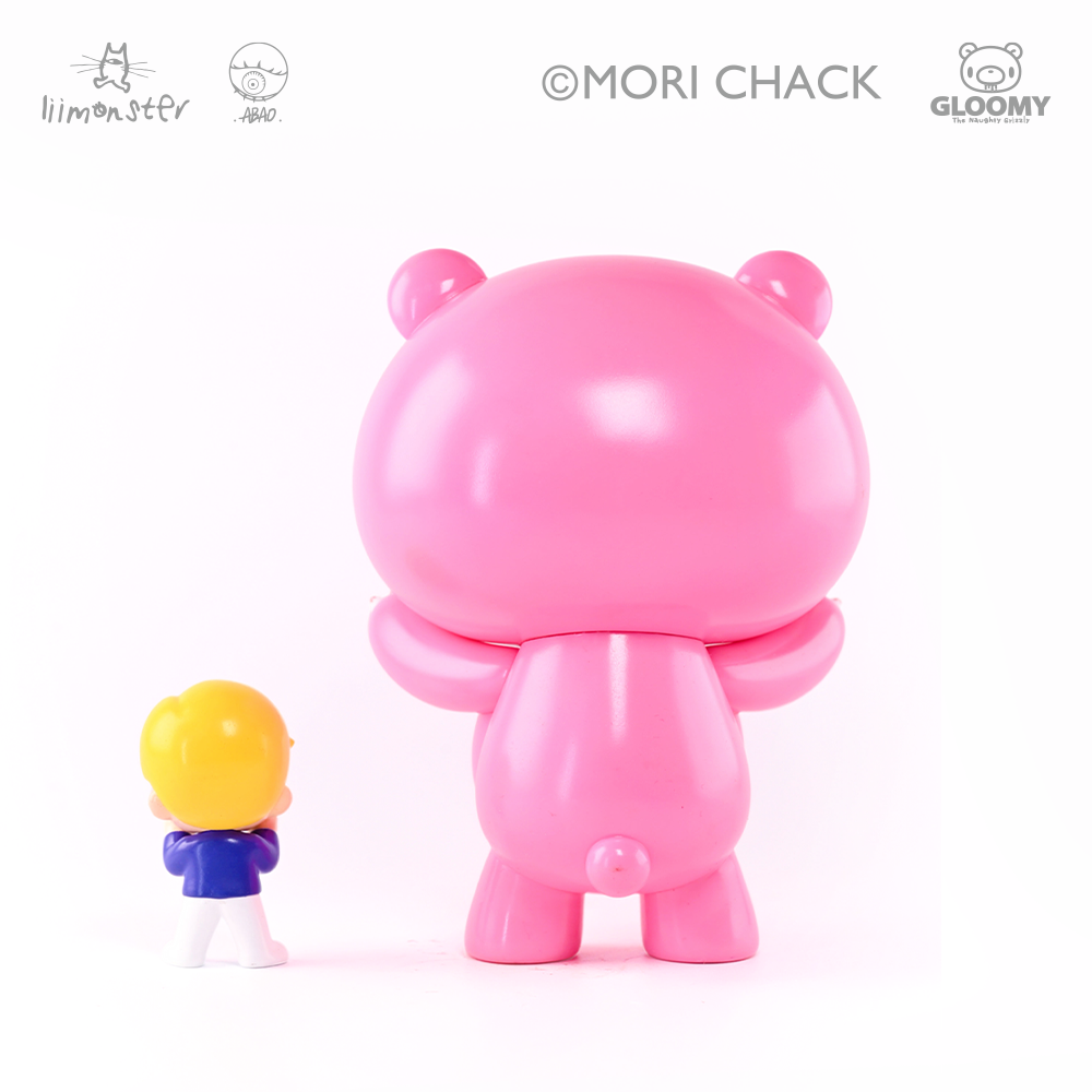 ABAO x GLOOMY Pink Bear Sofubi Figure With Mini Companion