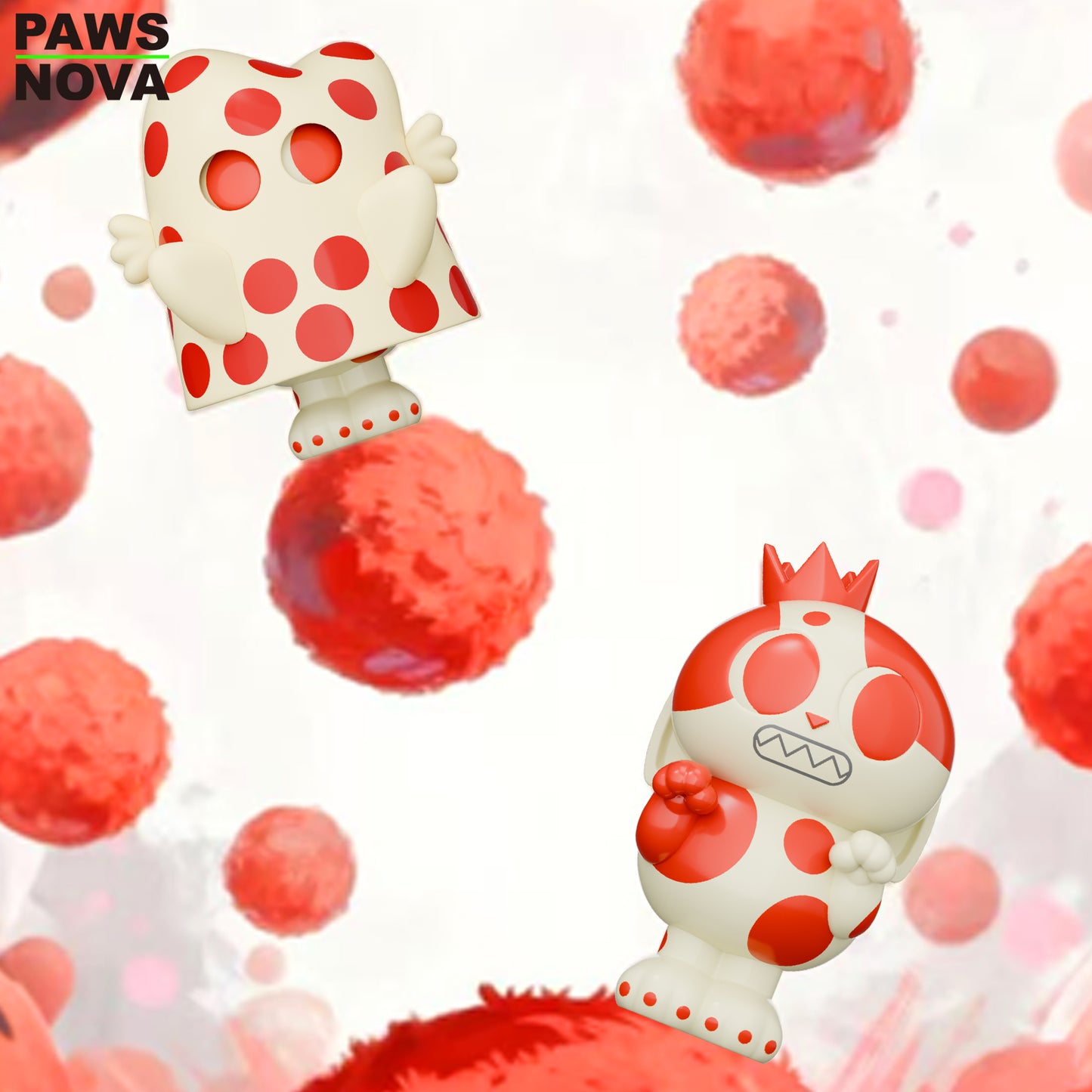 DOSHII CAT RED BALL figurine