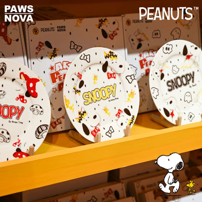 SNOOPY 75th Anniversary Peanuts Comic Artist Ceramic Dessert Plate 8-Inch