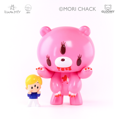 ABAO x GLOOMY Pink Bear Sofubi Figure With Mini Companion