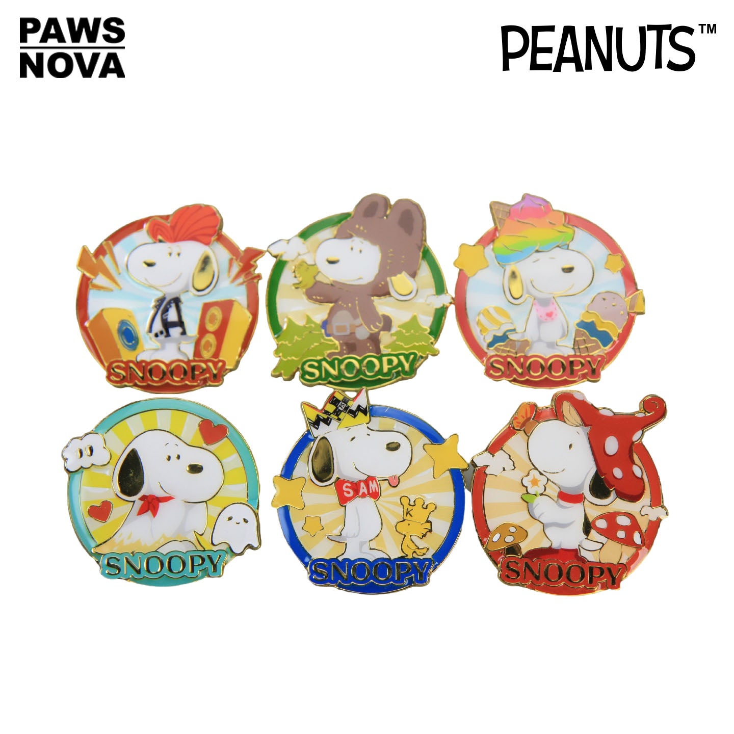 SNOOPY Peanuts 75th Anniversary National Artist Metal Pin Badge Set