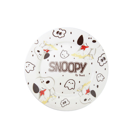 SNOOPY 75th Anniversary Peanuts Comic Artist Ceramic Dessert Plate 8-Inch