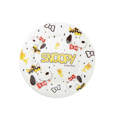 SNOOPY 75th Anniversary Peanuts Comic Artist Ceramic Dessert Plate 8-Inch