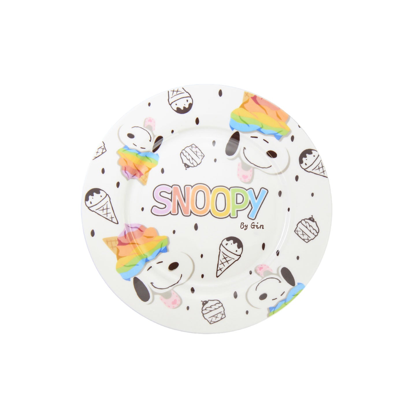SNOOPY 75th Anniversary Peanuts Comic Artist Ceramic Dessert Plate 8-Inch